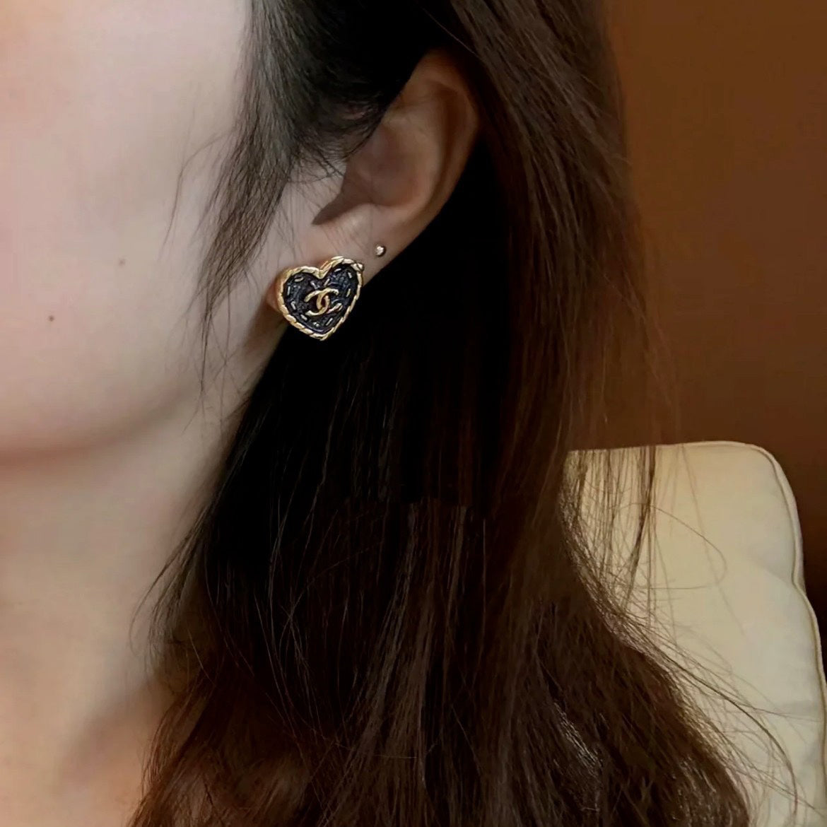Pendientes de Corazón Azul Rey Vintage