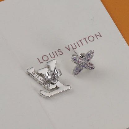 Boucles d'oreilles Logo Strass Violet