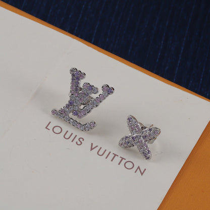 Boucles d'oreilles Logo Strass Violet