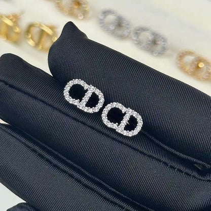 Pendientes mini de temperamento con diamantes de imitación