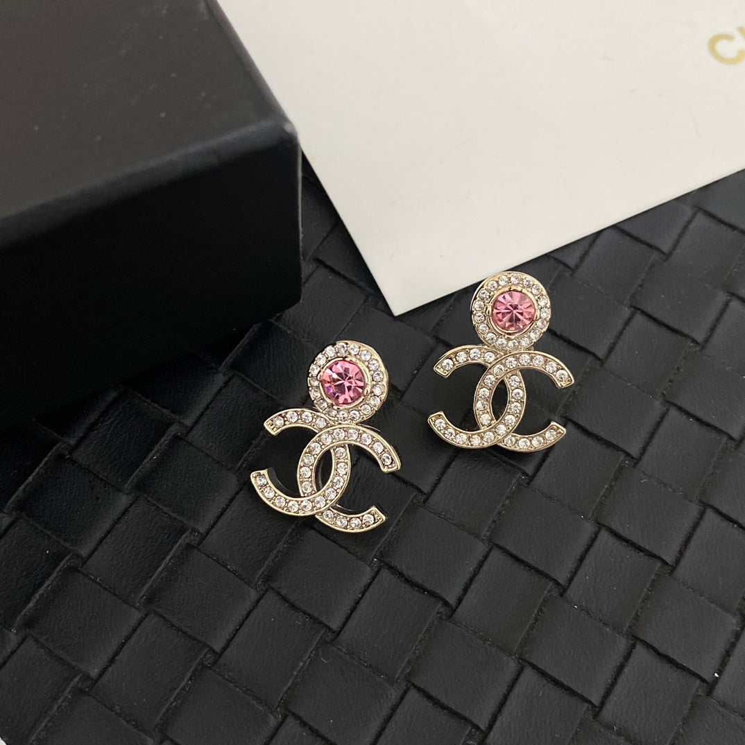 Pendientes de estrás rosas