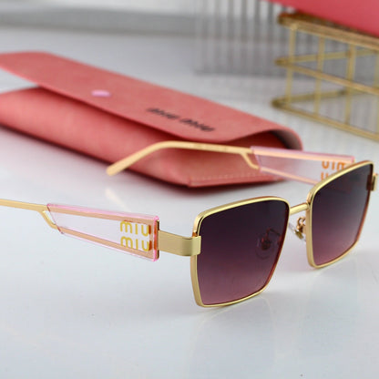 Gafas de sol rectangulares Retro HD de montura ancha