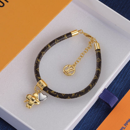 Bracelet en cuir pour couple avec poupées d'amour entrelacées