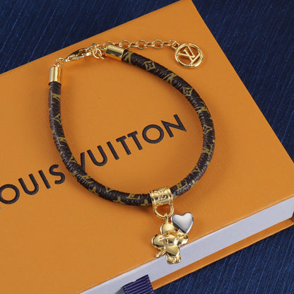 Bracelet en cuir pour couple avec poupées d'amour entrelacées