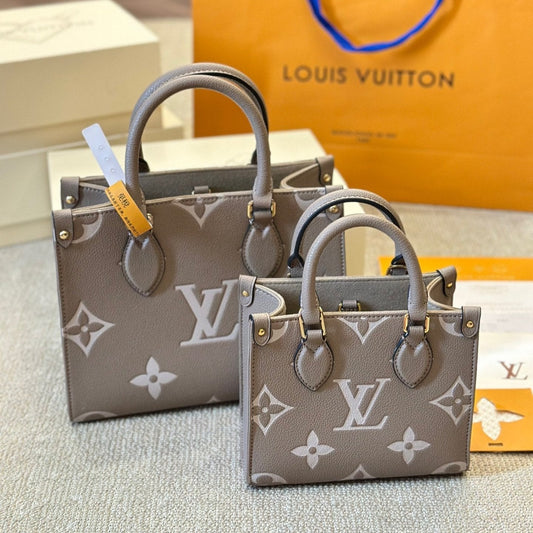 Sac cabas Onthego en cuir embossé gris