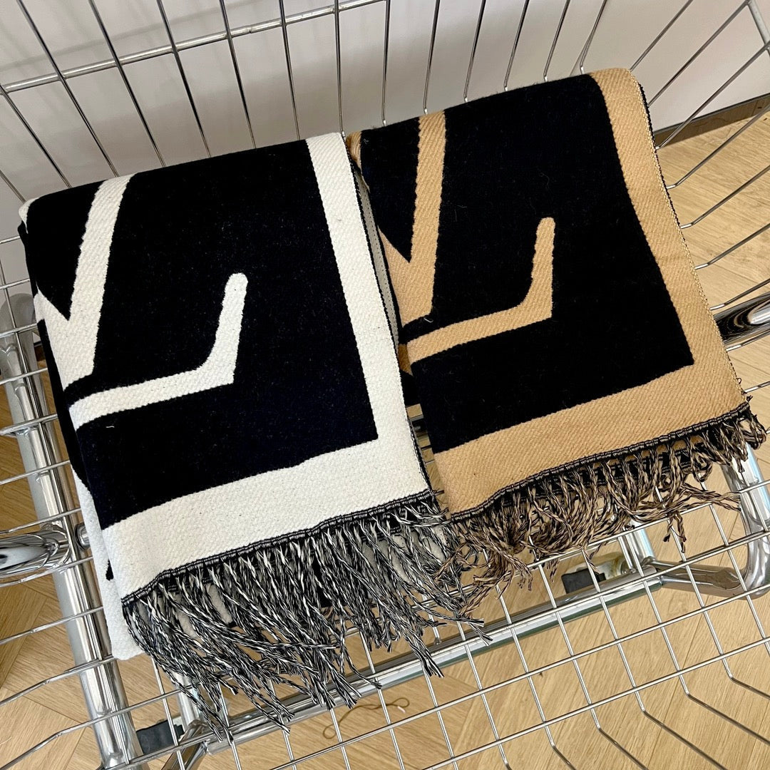 Clásica bufanda retro grande de cachemir con relieve