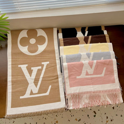 Clásica bufanda retro grande de cachemir con relieve