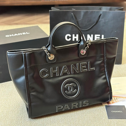 Grand sac fourre-tout en cuir noir