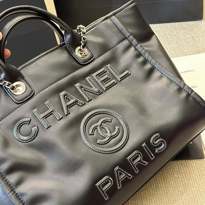 Grand sac fourre-tout en cuir noir
