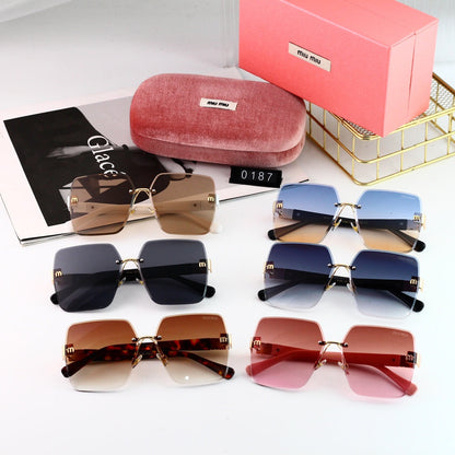 Lunettes de soleil carrées sans monture à la mode pour femme