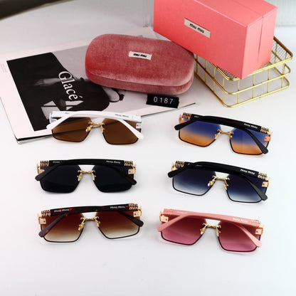 Lunettes de soleil carrées sans monture à la mode pour femme