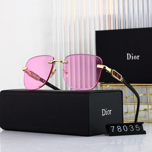 Lunettes de soleil sans monture à lettres métalliques tendance