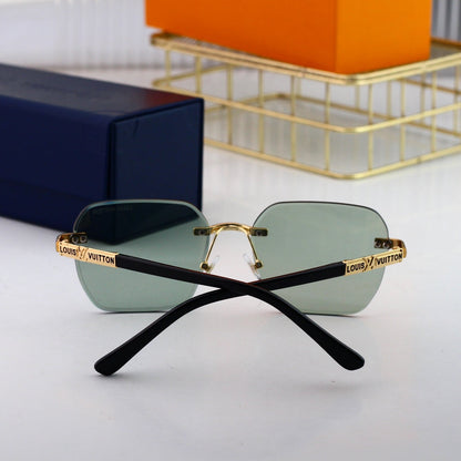 Gafas de sol metálicas sin montura HD a la moda