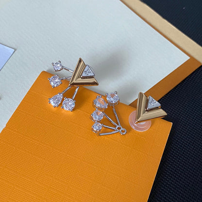 Pendientes retro de cristal con colgante en forma de V