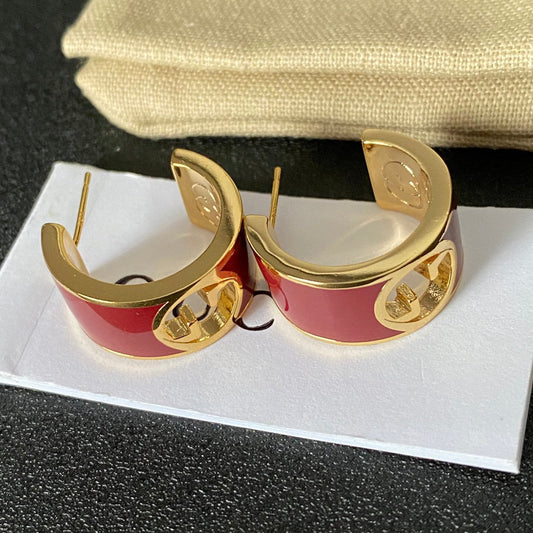 Boucles d'oreilles créoles à demi-cerceau en émail creux