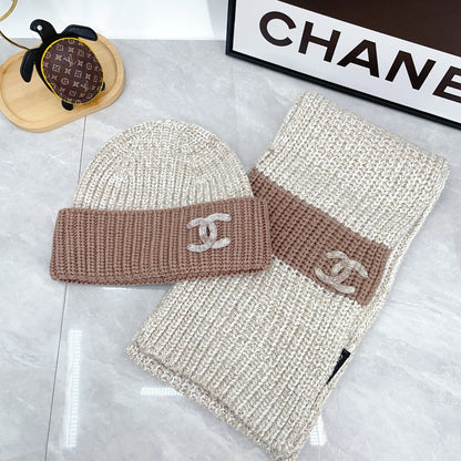 Ensemble bonnet tricoté tendance + écharpe