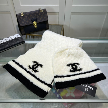 Elegante conjunto de gorro y bufanda de cachemira