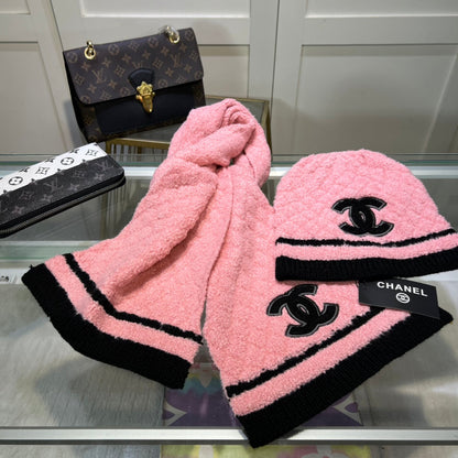Elegante conjunto de gorro y bufanda de cachemira
