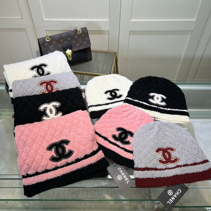 Elegante conjunto de gorro y bufanda de cachemira