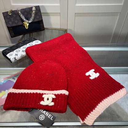 Ensemble Bonnet et Écharpe en Tricot Couleur Pointue