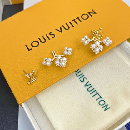 Pendientes de Perlas con Flores de Moda