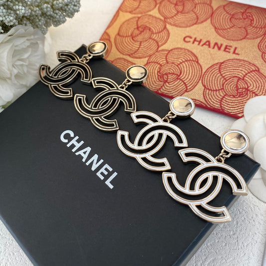 Boucles d'oreilles creuses vintage en métal bicolore