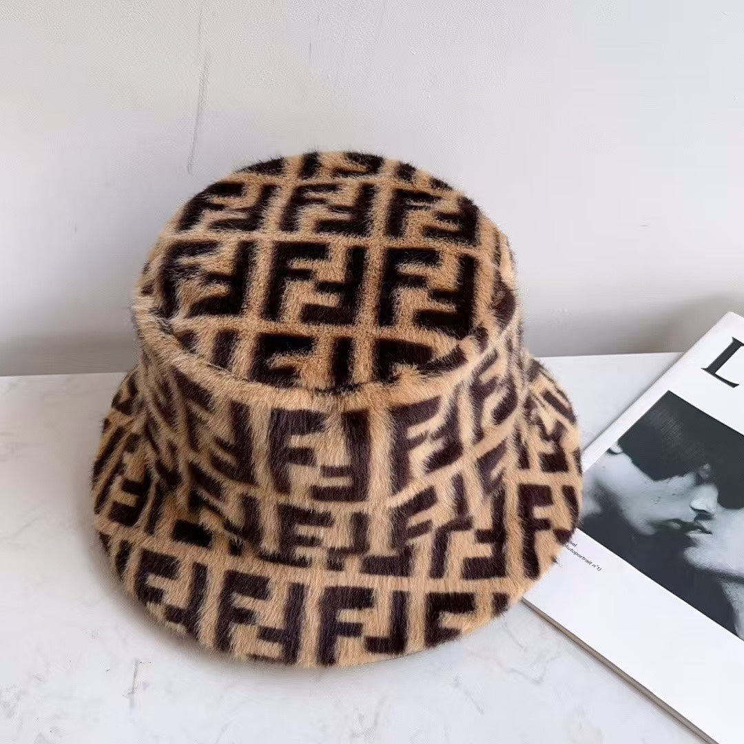 Sombrero de cubo grabado de terciopelo de visón F