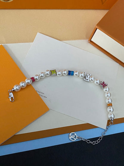 Pulsera de moda de perlas y flores