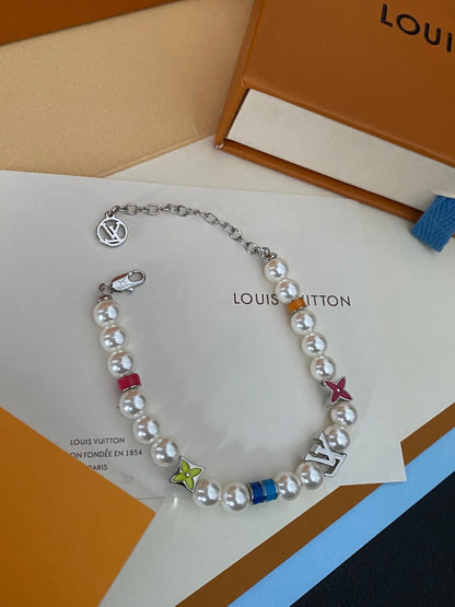 Pulsera de moda de perlas y flores