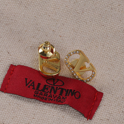 Pendientes de botón en V con diamante vintage