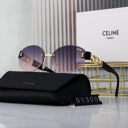 Lunettes de soleil rondes en métal sans monture rétro