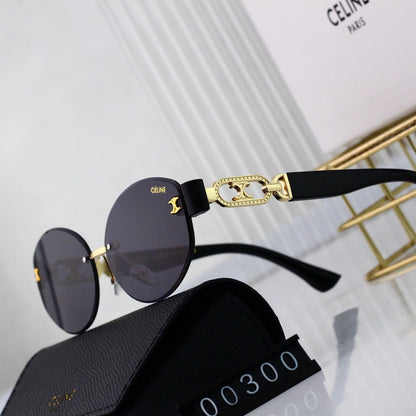 Lunettes de soleil rondes en métal sans monture rétro