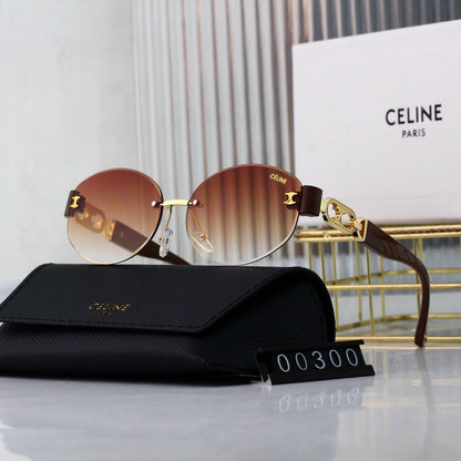 Lunettes de soleil rondes en métal sans monture rétro