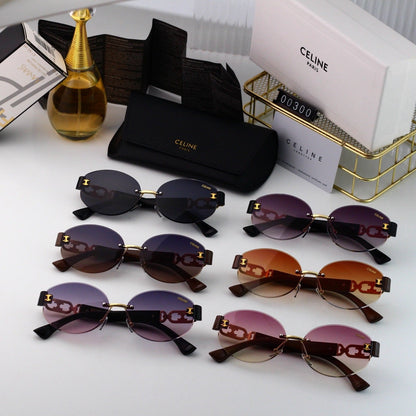 Lunettes de soleil rondes en métal sans monture rétro