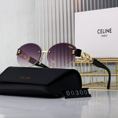 Lunettes de soleil rondes en métal sans monture rétro
