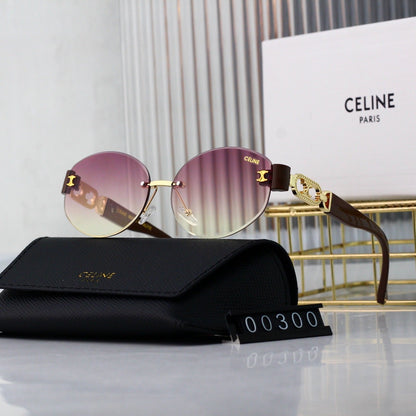 Lunettes de soleil rondes en métal sans monture rétro