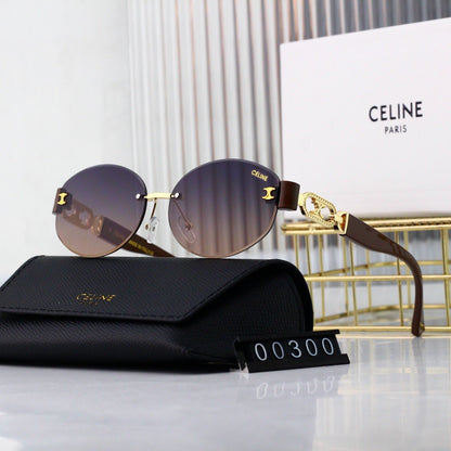Lunettes de soleil rondes en métal sans monture rétro