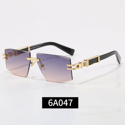 Rimless Geometric Sunglasses, UV400 Polarized Fashion Shades 6A047