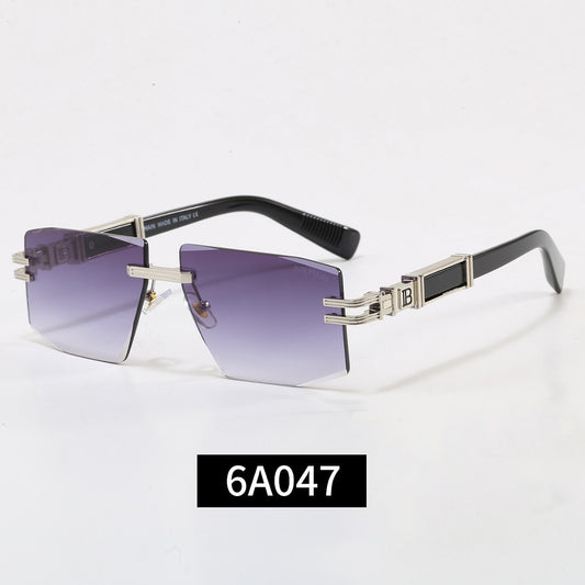 Rimless Geometric Sunglasses, UV400 Polarized Fashion Shades 6A047