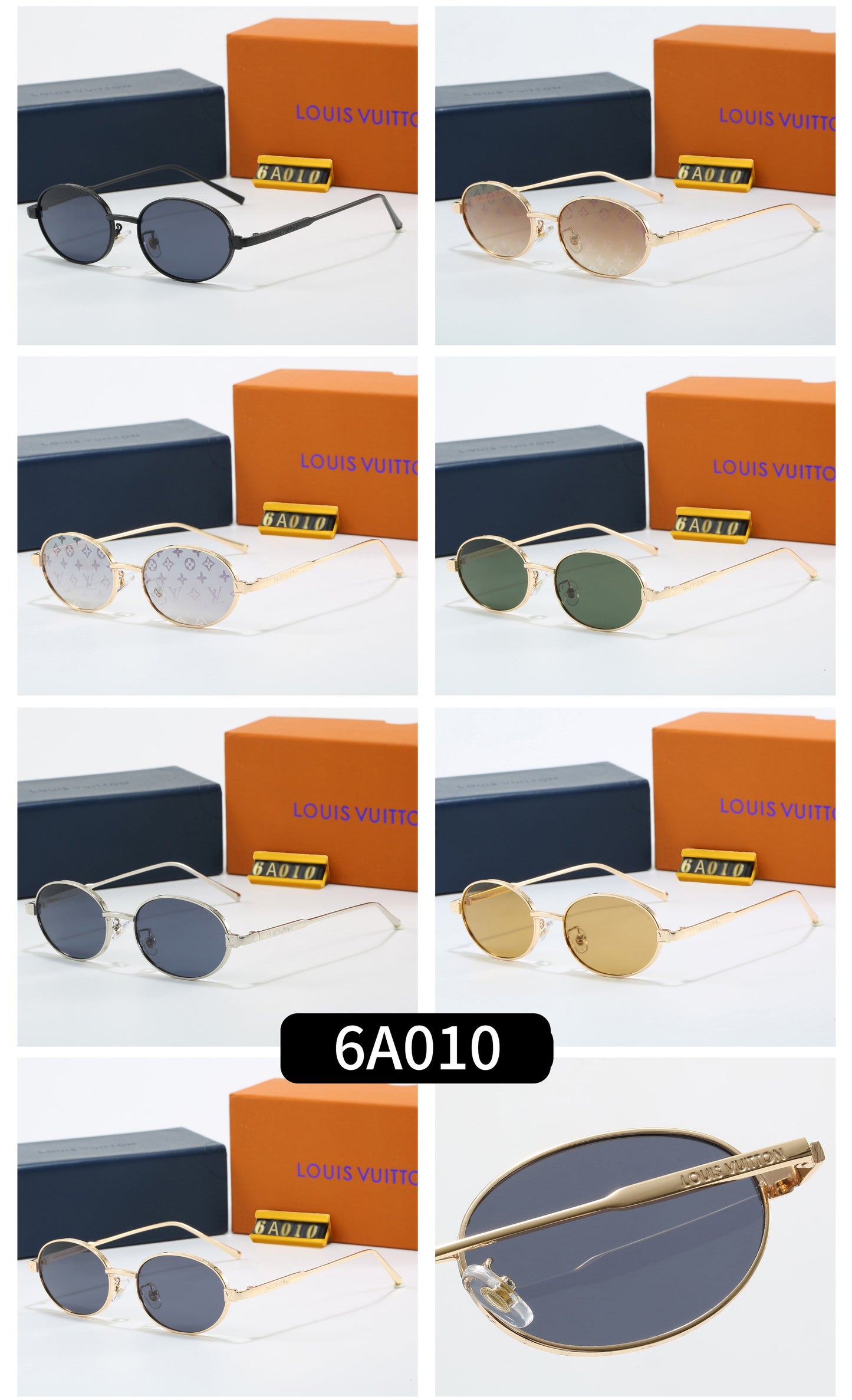 7 Color Oval Metal Sunglasses 6A010