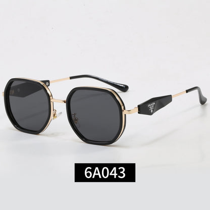 Geometric Metal Frame Sunglasses, Triangle Detail UV400 Polarized Fashion Shades 6A043
