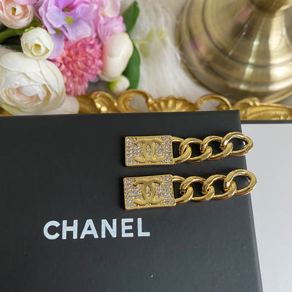Boucles d'oreilles tendance carrées en chaîne dorée