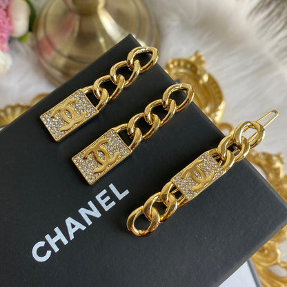 Boucles d'oreilles tendance carrées en chaîne dorée
