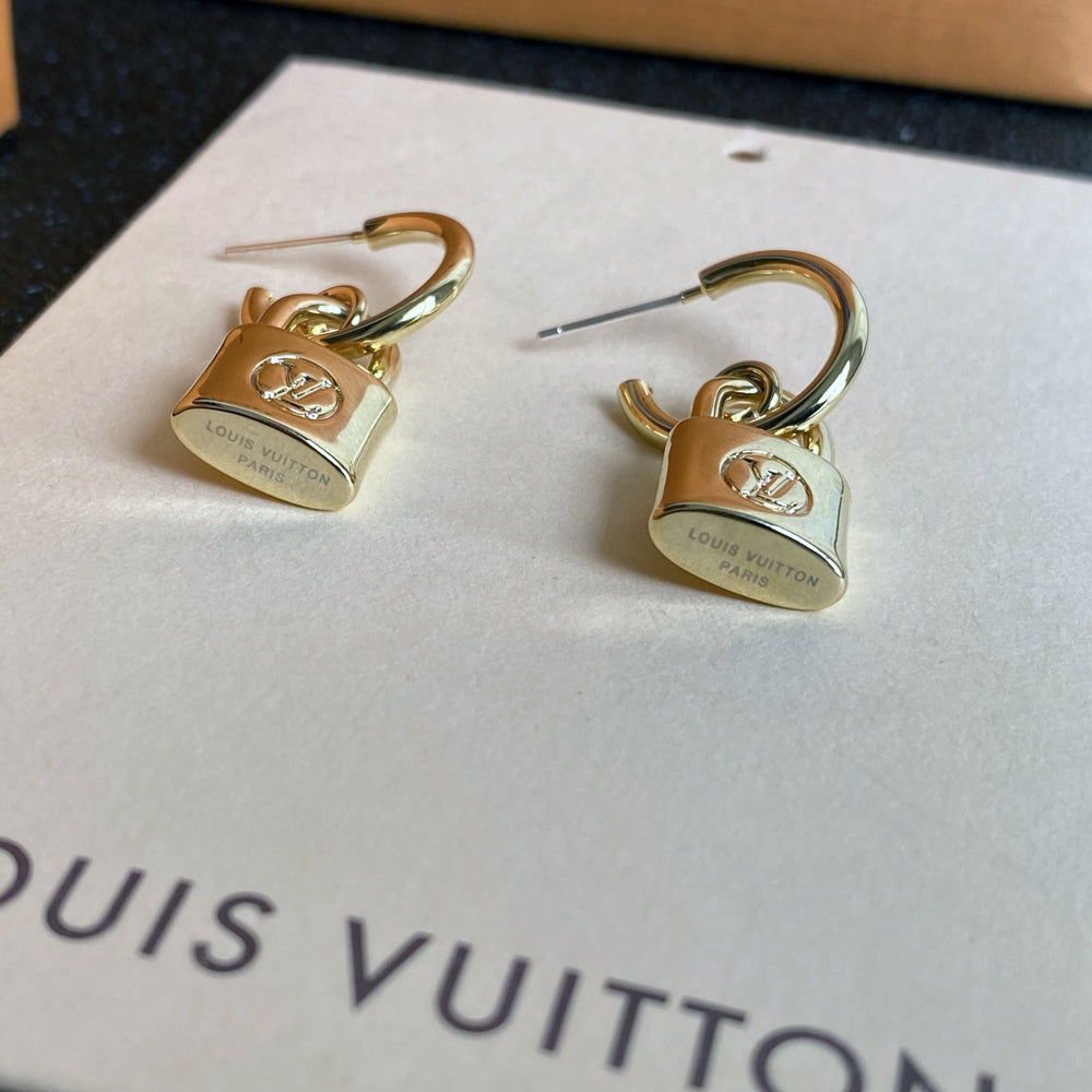 Pendientes con Colgante de Candado Retro de Moda