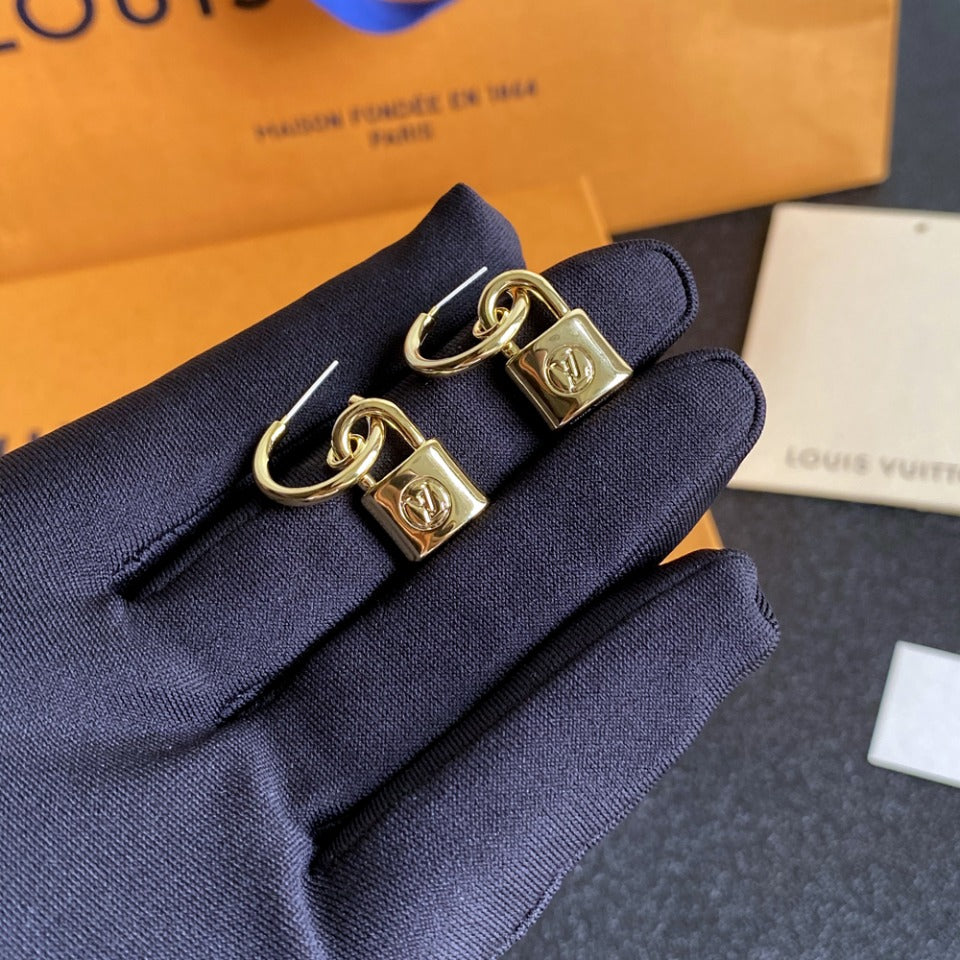 Pendientes con Colgante de Candado Retro de Moda