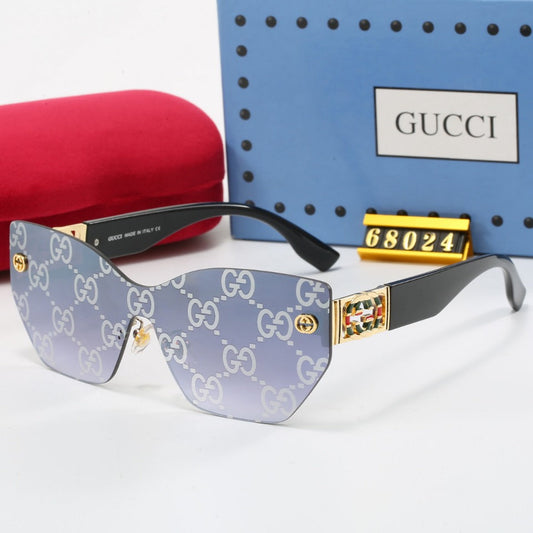 Lunettes de soleil rétro à monture métallique sans cadre en forme de G