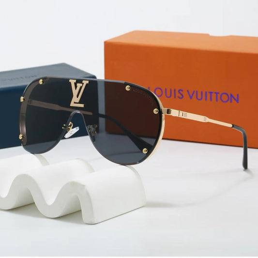Oversized Integrated Metal Frame Sunglasses, UV400 Polarized Fashion Shades