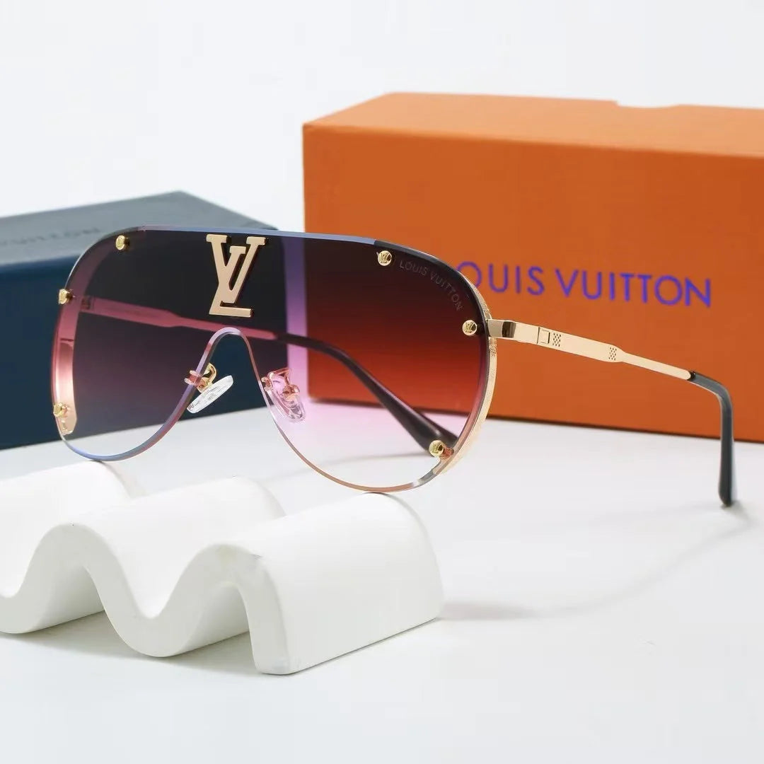 Oversized Integrated Metal Frame Sunglasses, UV400 Polarized Fashion Shades