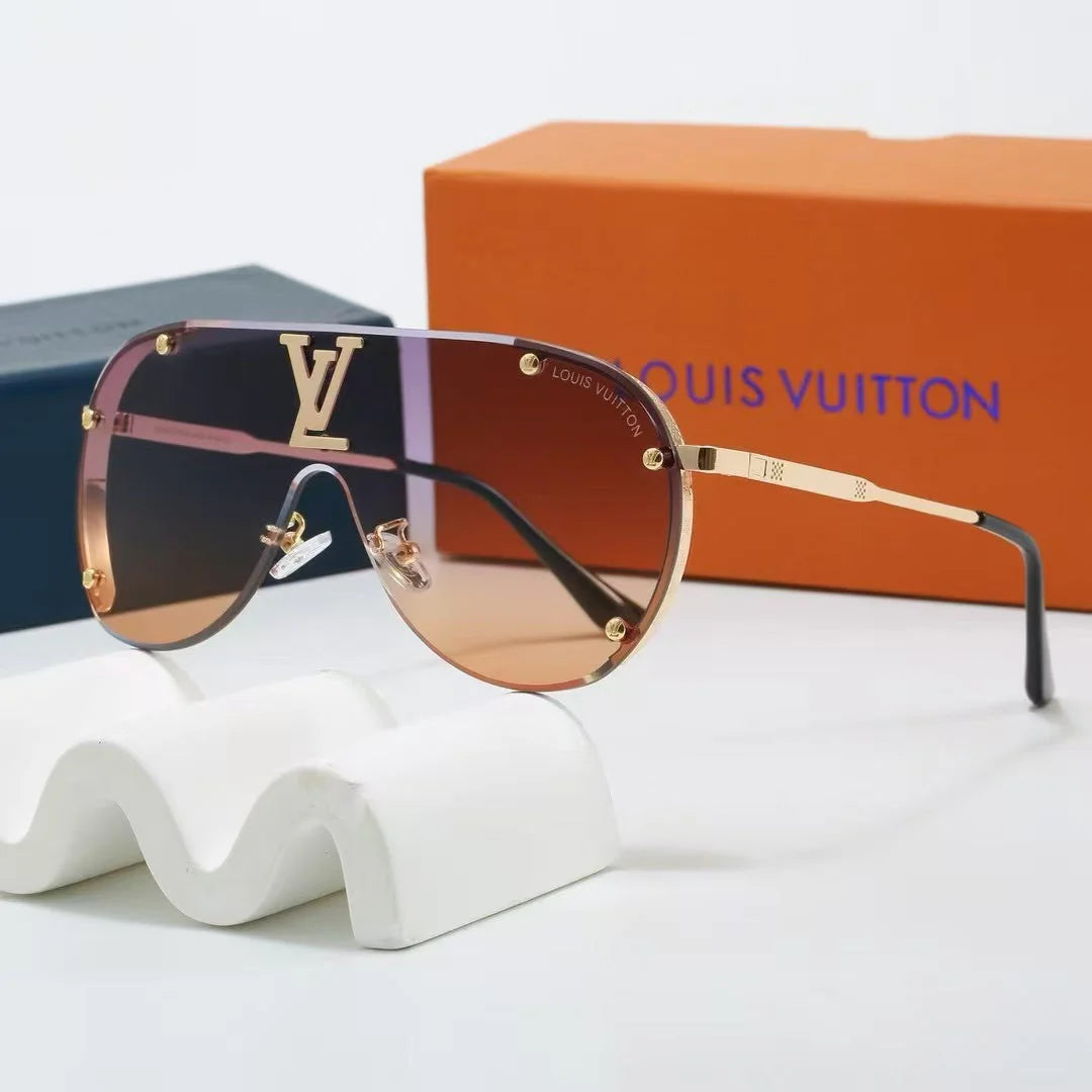 Oversized Integrated Metal Frame Sunglasses, UV400 Polarized Fashion Shades