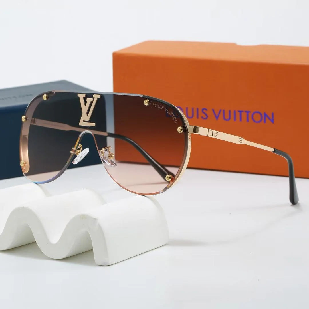 Oversized Integrated Metal Frame Sunglasses, UV400 Polarized Fashion Shades